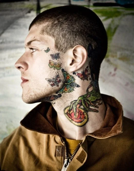 neck and face tattoo design