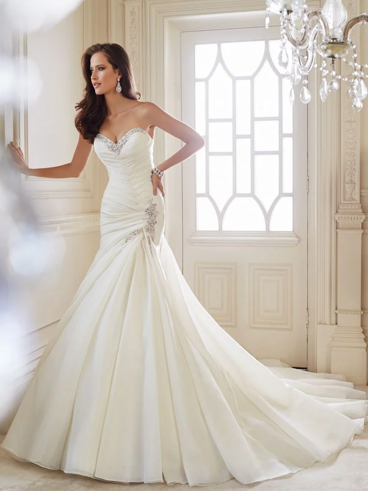 organza mermaid wedding dresses with sweetheart neckline