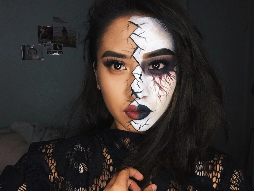 Half Face Halloween Makeup Tutorial