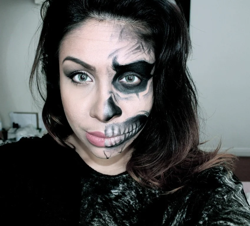 Half Human Half Skull Face