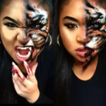 tiger half face halloween makeup