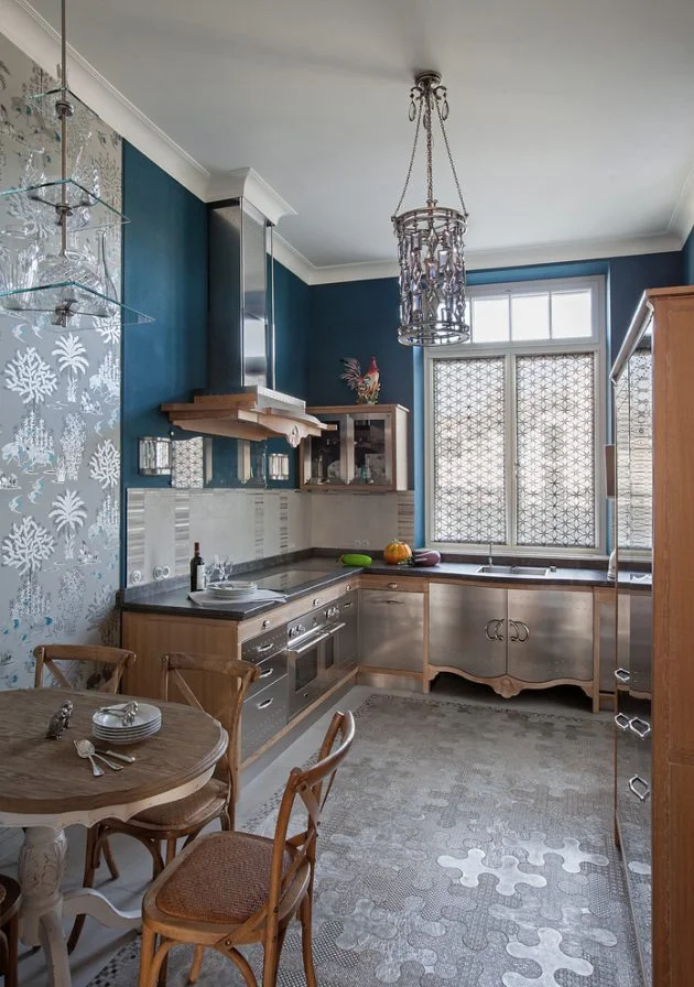 Kitchen with Stainless Steel Cabinets Design Ideas