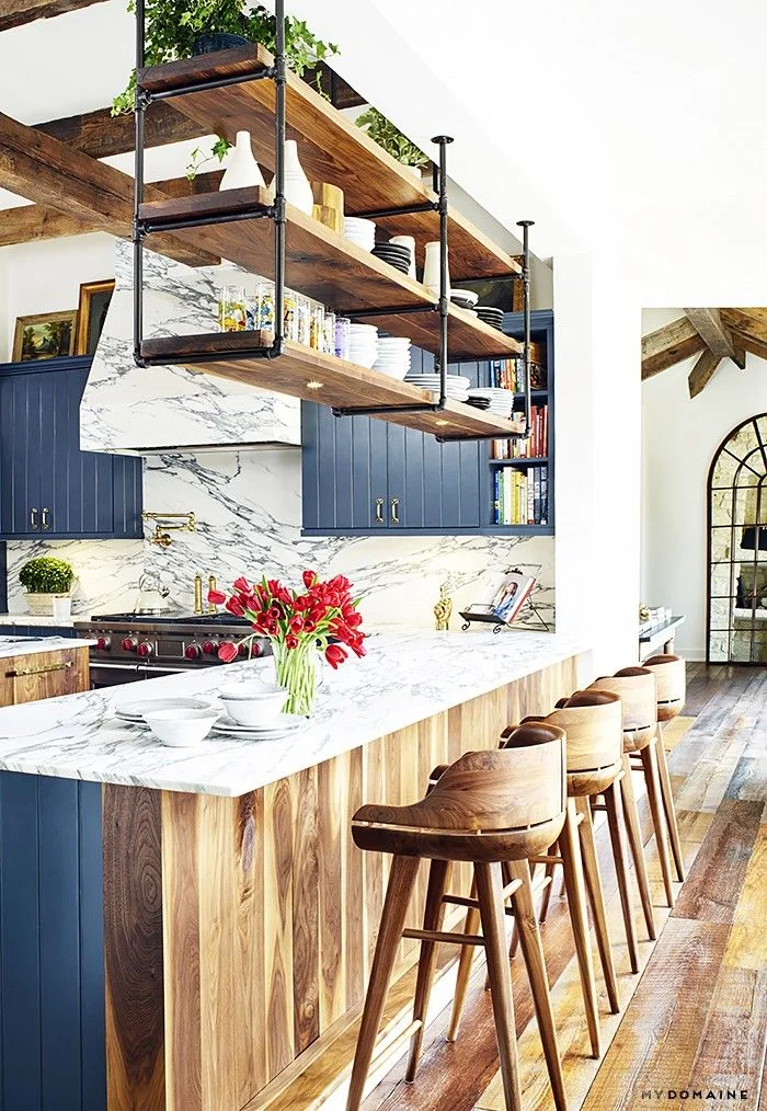 Marble Island Wooden Stool Kitchen