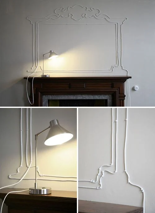 cable drawings above fireplace