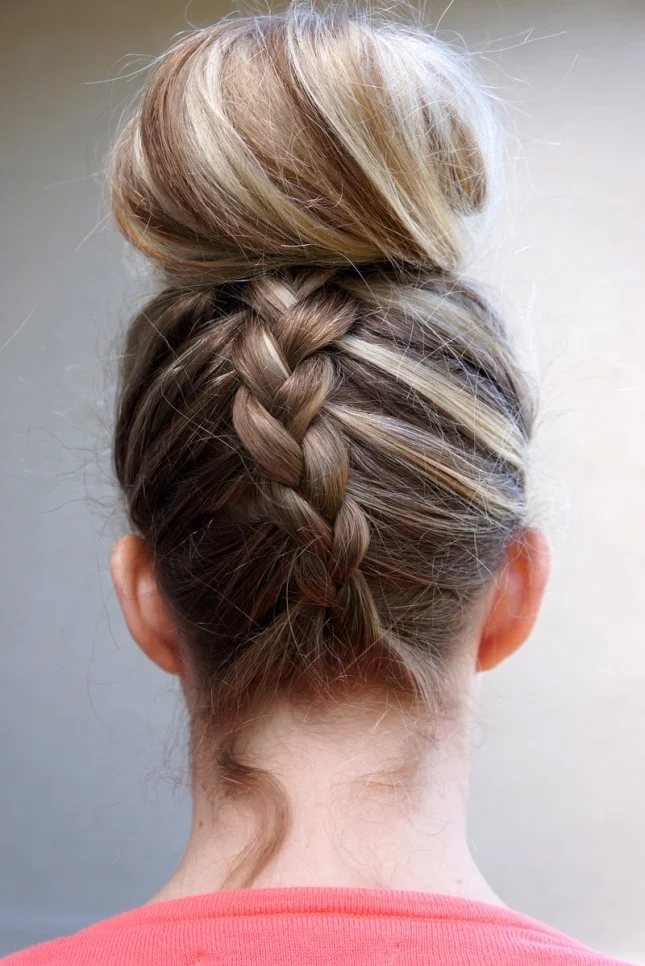 Dutch Braided Topknot Hairstyle