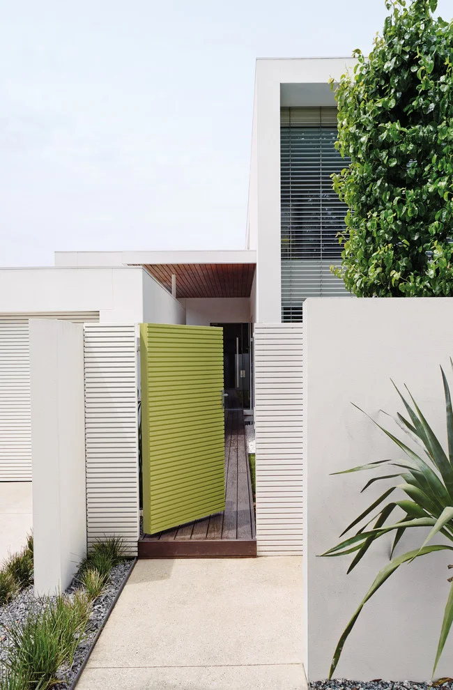 Greenish Yellow Door Main Entrance of Home