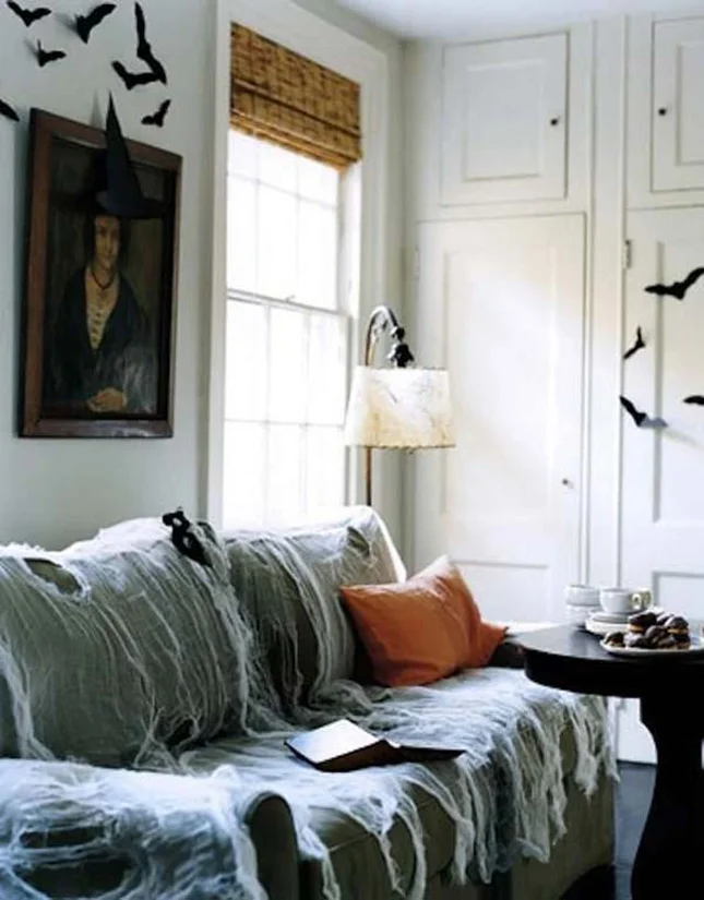 living room halloween bats decoration