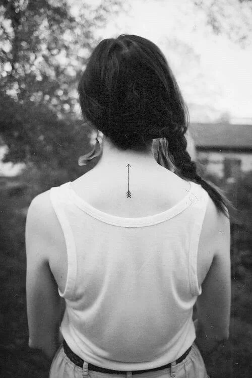 Arrow Tattoo on Behind Neck