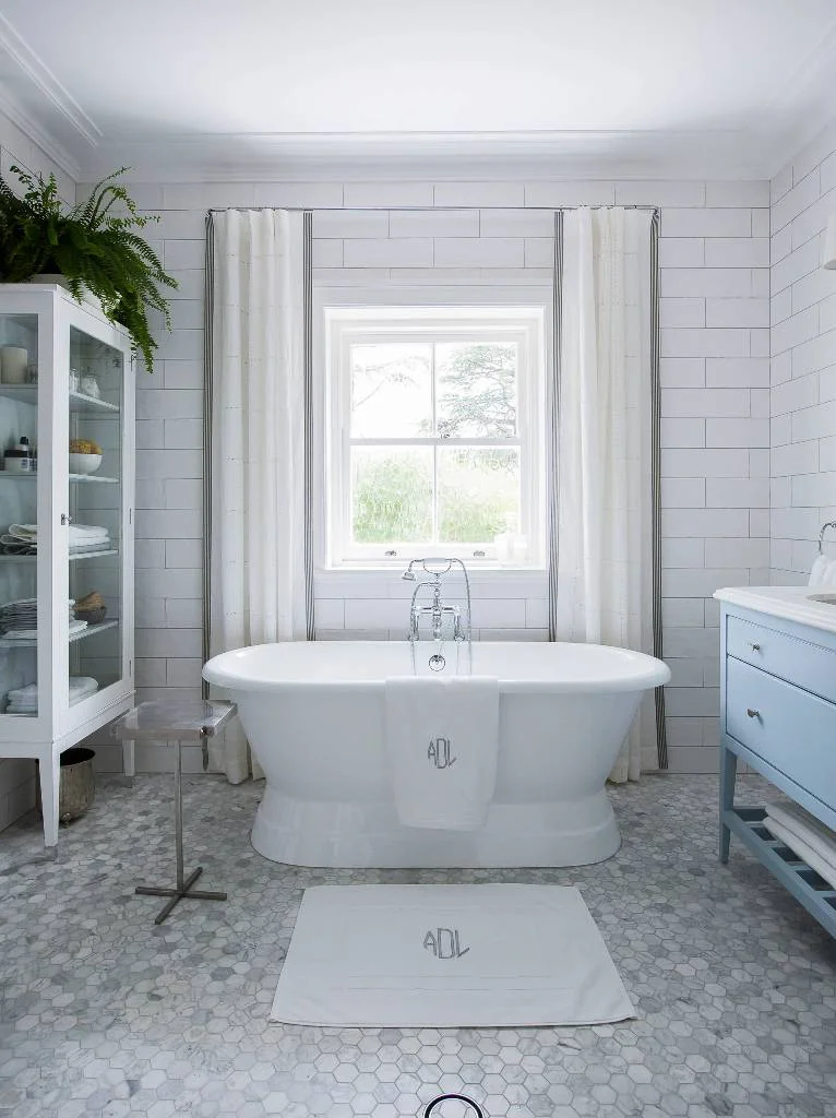 Freestanding Bath in Front of Window