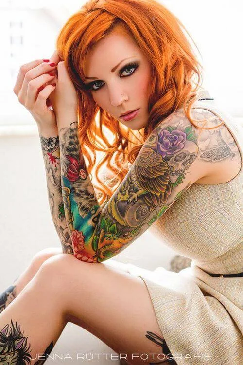 Full Hand Colorful Tattoo For Women