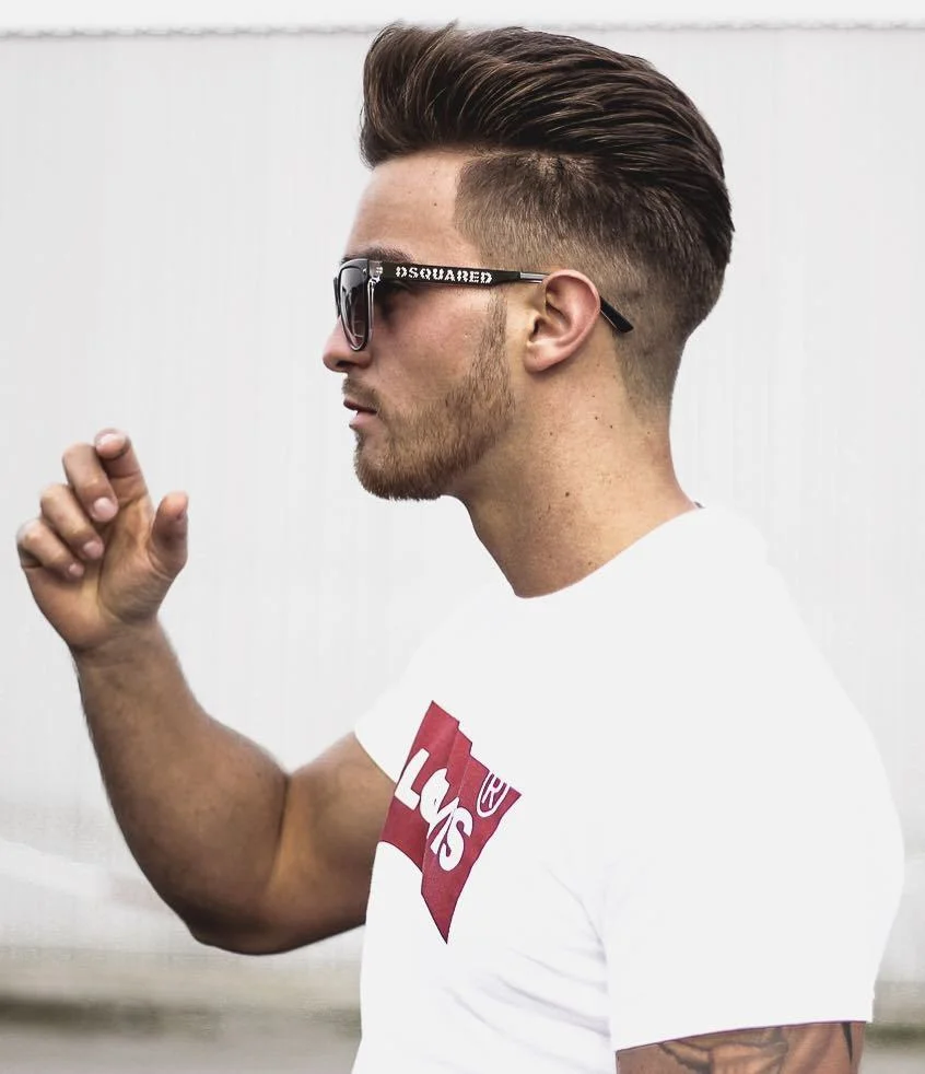 Low Fade Pompadour Haircut