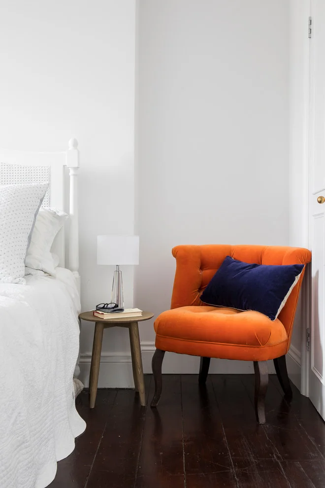 Velvet Chair Blue Pillow
