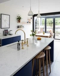 Bespoke Kitchen Marble Island Wooden Stool