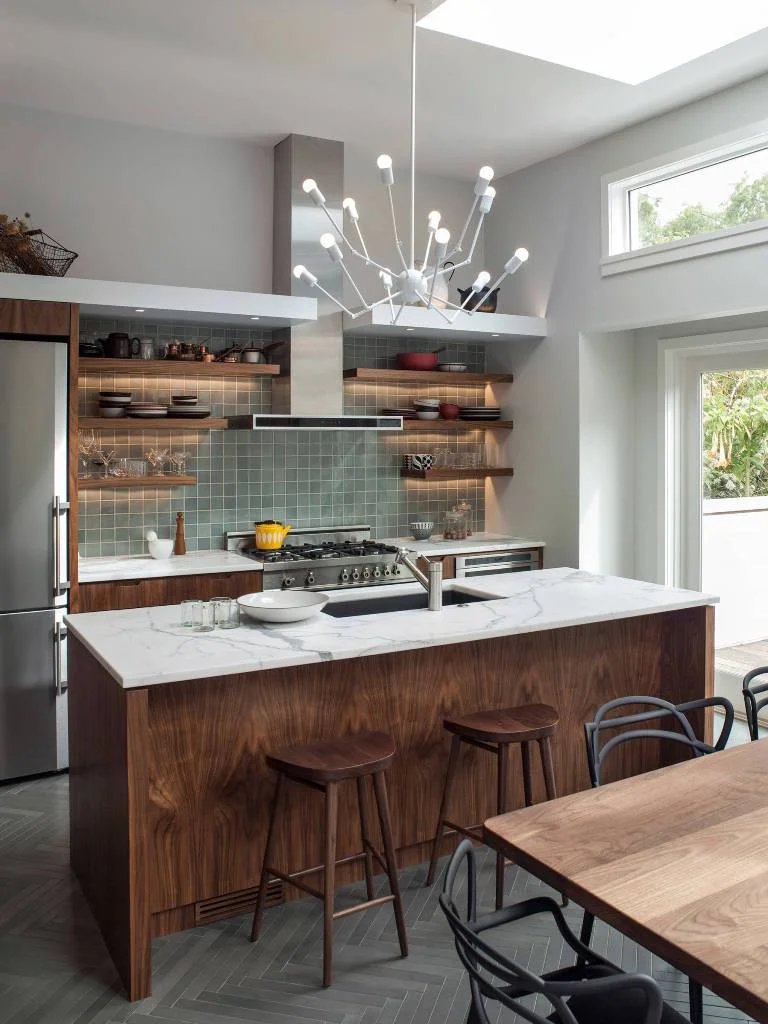 Herringbone Tile Floor Kitchen