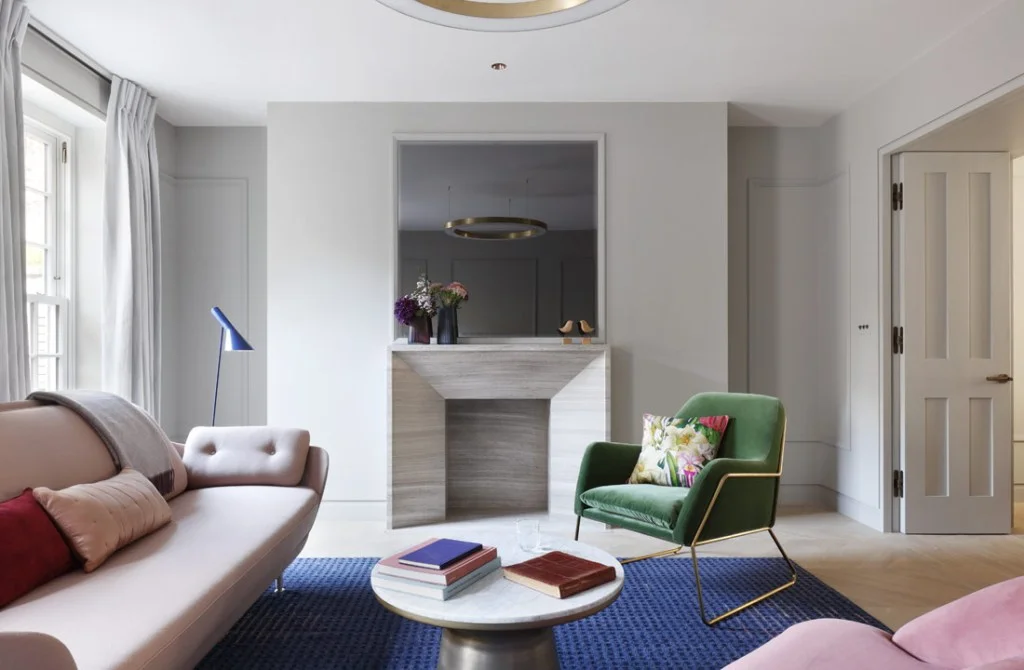 Marble Mantel In Living Room
