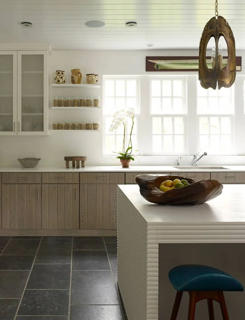 Mid-Sized Contemporary U-Shaped Slate Floor