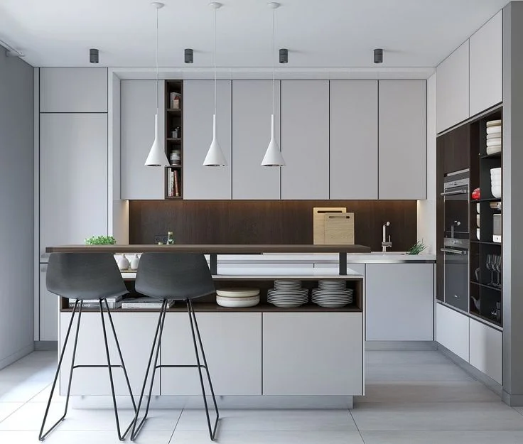 Milk Color Kitchen With Breakfast Stool