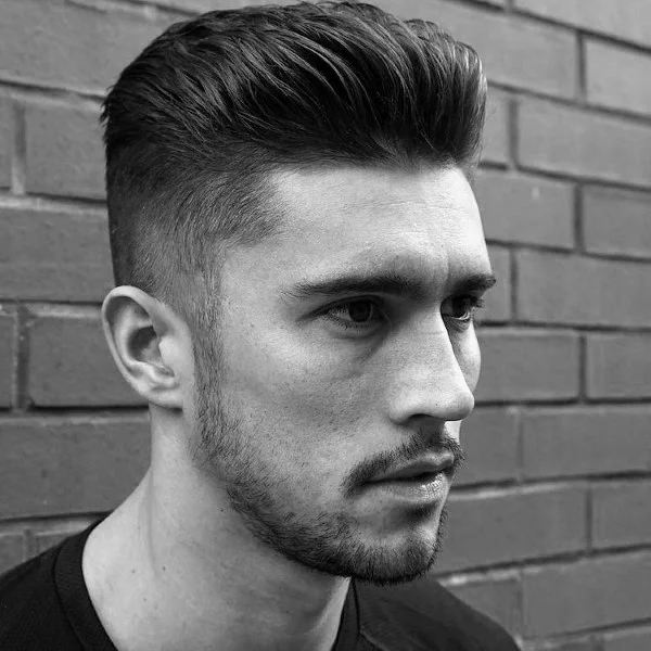 Short Sides Blended Slick Back Hairstyle