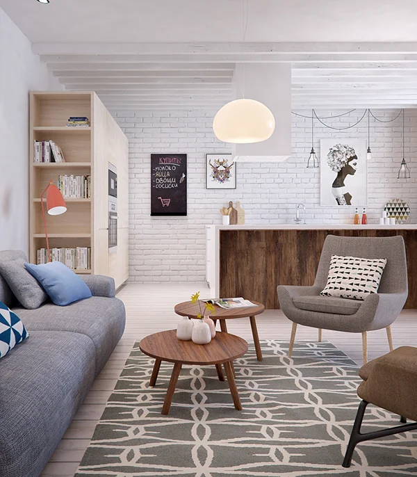 White Brick Wall Kitchen Design