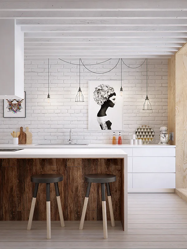 White Brick Wall Kitchen