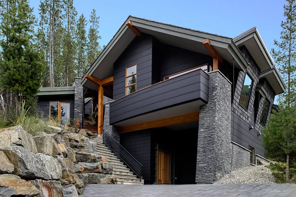 Concrete and Black Wall Contemporary Exterior