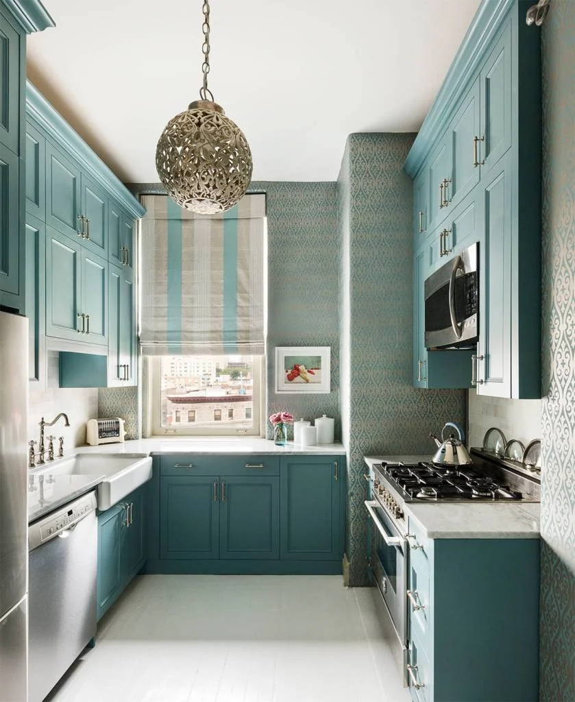 Narrow Vertical Shape Dark Turquoise Cabinet