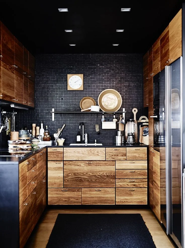 Stylish Small Black Kitchen Design
