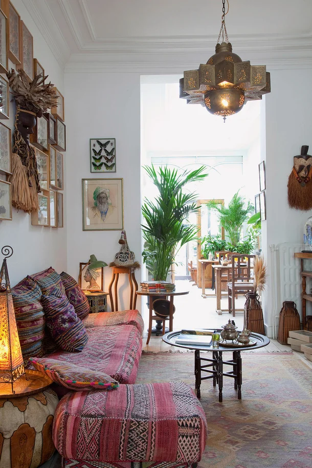 White Walls Bohemian Room Moroccan Pillows