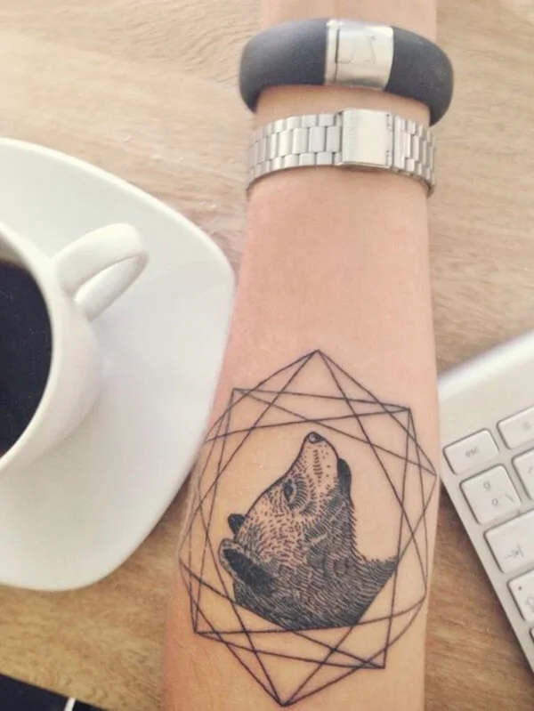 Bear Face Geometric Animal Tattoo