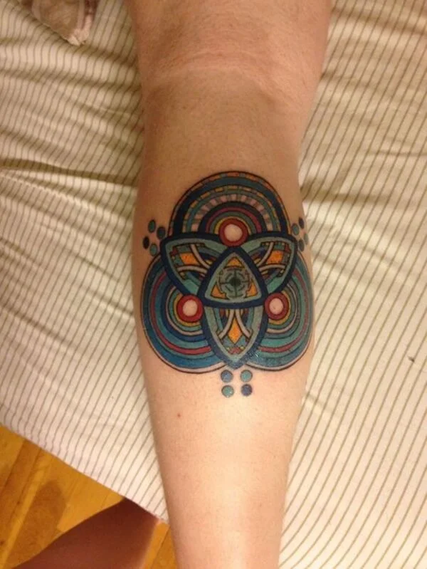 Colored Three Round Together Hand Tattoo