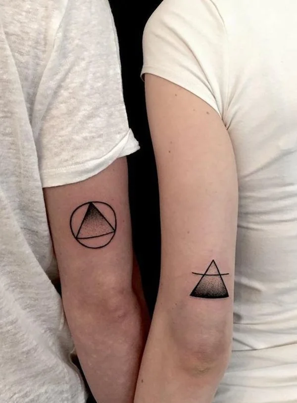 Cute Mr and Mrs Triangle Couple Tattoo Perfect Couples