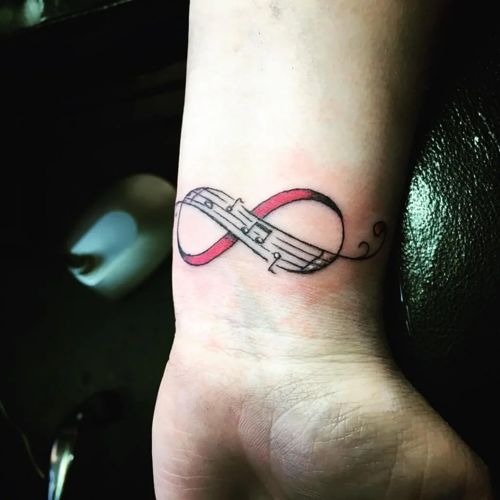 Infinity Music Color Tattoo on Wrist