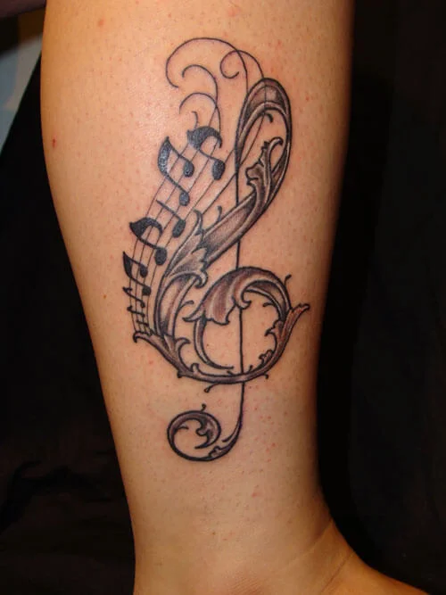 Ladies Music Clef Spider Tattoo