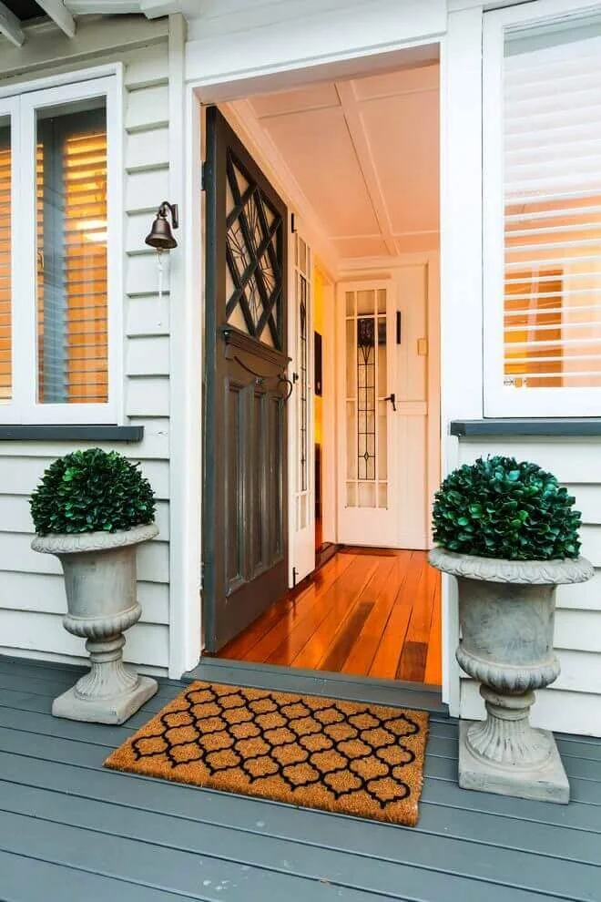 Modern Contemporary Door Mat With Plants Entry