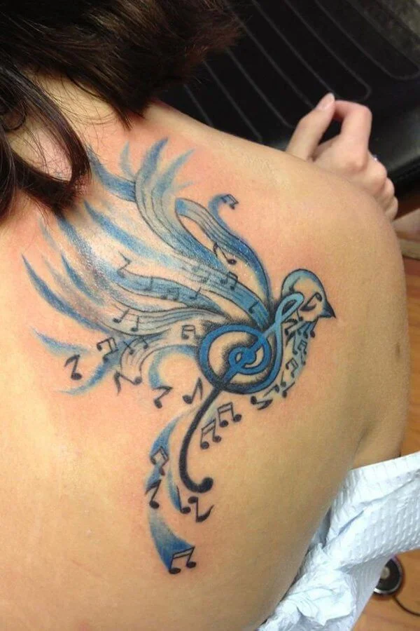 Pretty Cute Bird Music Tattoos