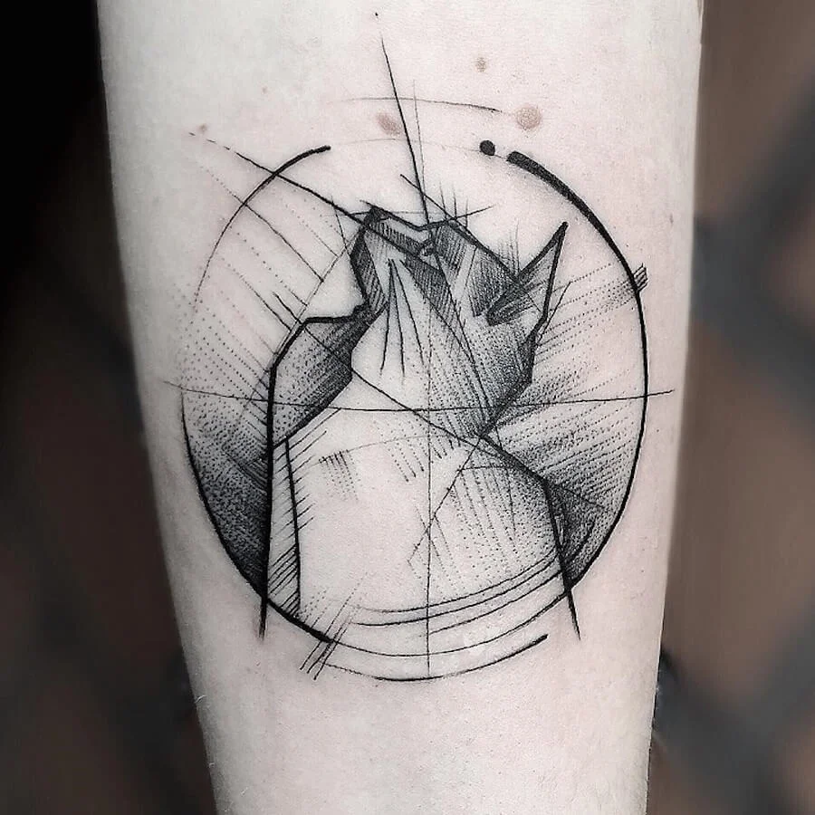 Superb Sketch Art Cat Tattoo