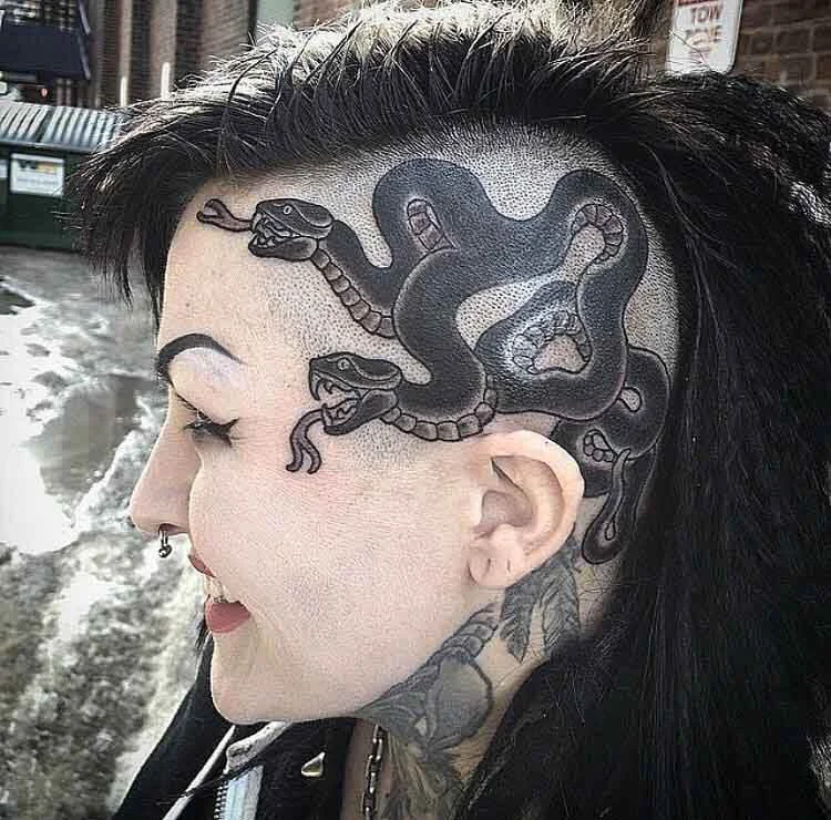 Scalp Snake Tattoo