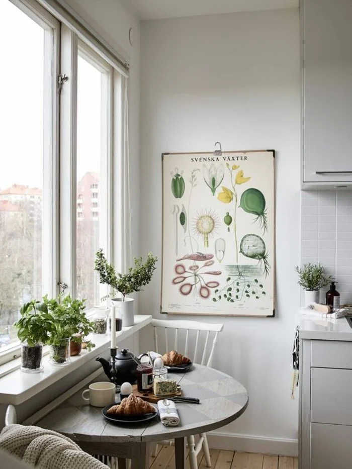 Small Kitchen with Table Window Sill Decoration Dining Area