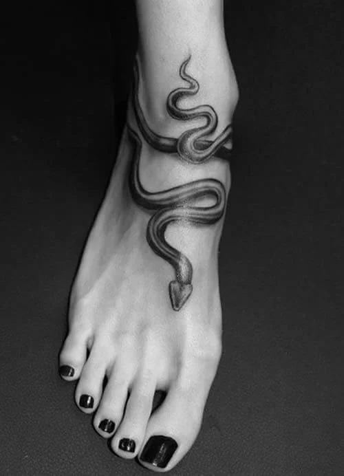 Women Snake Tattoo on Foot