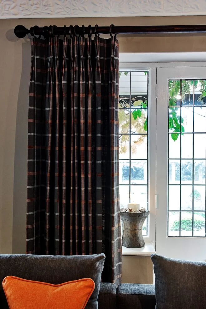 Check Curtains Contemporary Living room Spaces