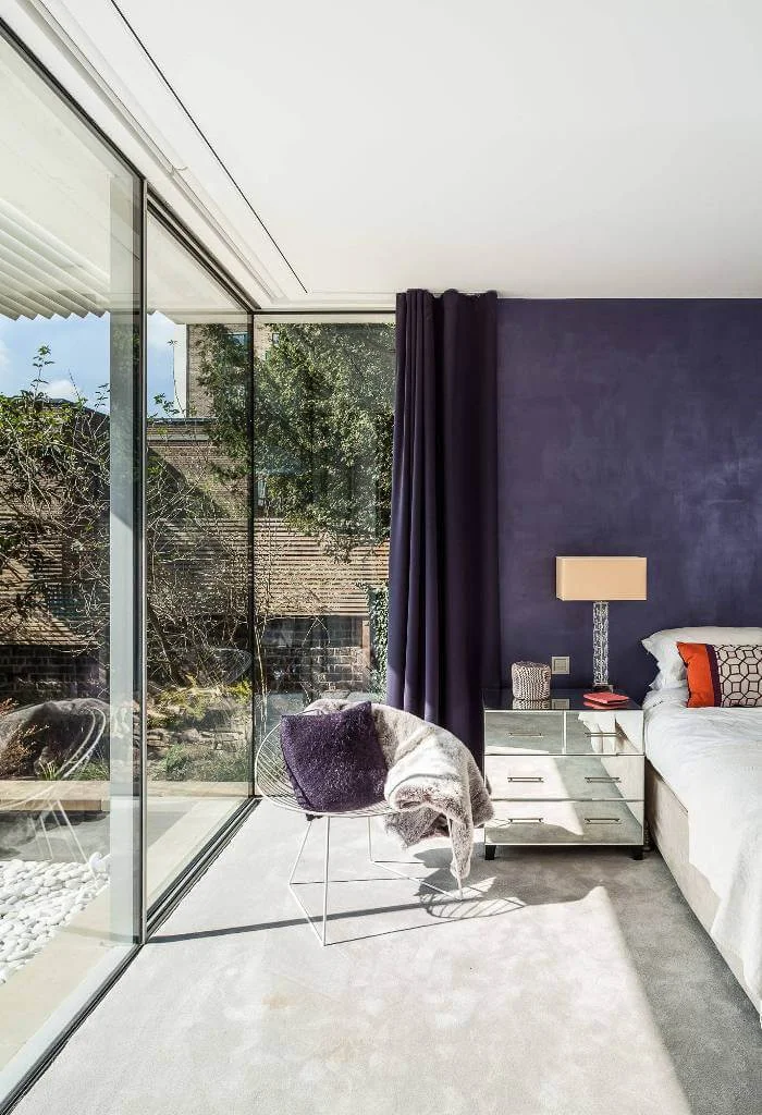Dark Purple Curtains Contemporary Bedroom