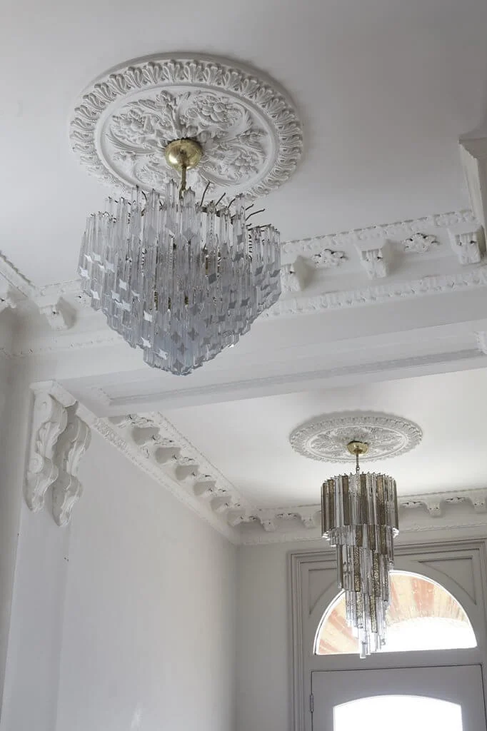 Reception room chandelier victorian decor