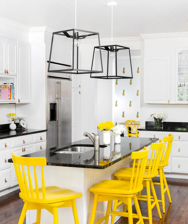banana yellow chairs kitchen