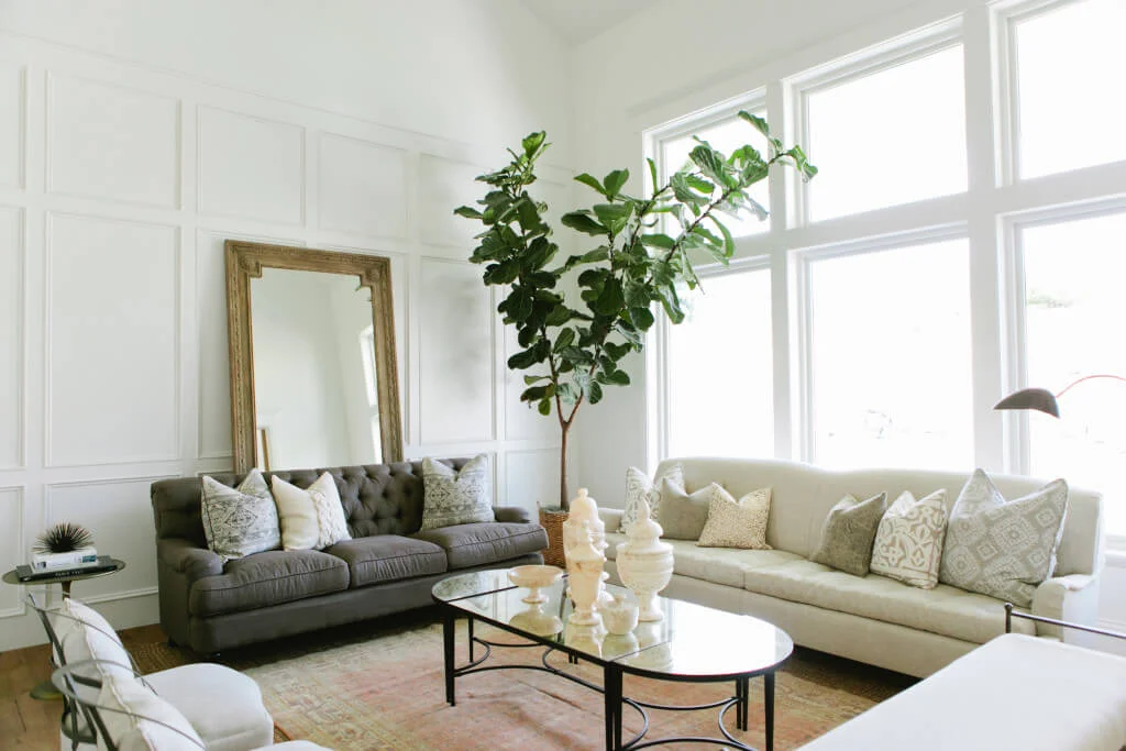 floor mirror comfy grey sofa
