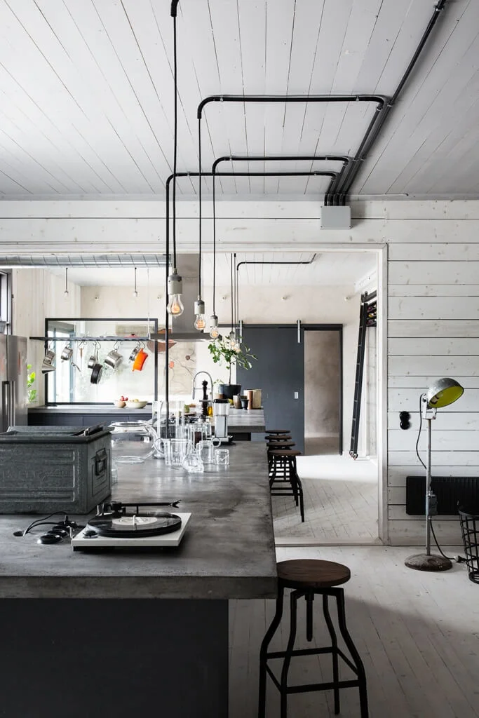 industrial style spacious kitchen