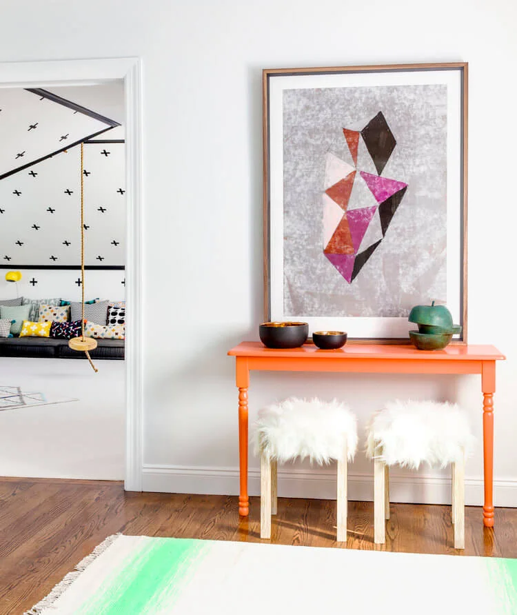 orange table at entry