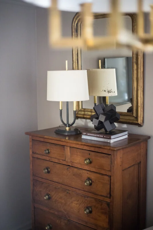 stylish lamp and mirror