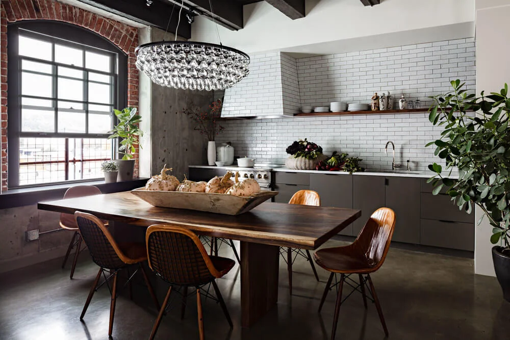 white brick walls kitchen