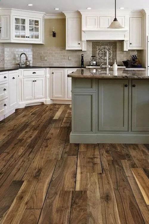 Rustic Wood Floor Kitchen