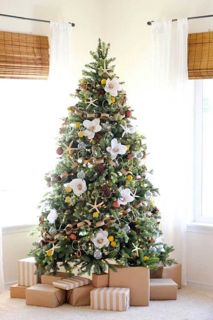 faux flowers christmas tree decorations